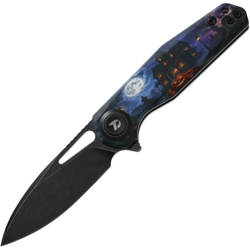 Dreamtech Knives D4211 Halloween Folding Pocket Knife - 3.13" Black Stonewash D2 Tool Steel Blade Halloween Handle Cyclaire Knives and Tools