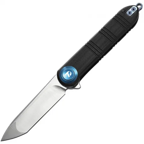 Dreamtech Knives D4324GB Folding Pocket Knife - 3.13" 14C28N Stainless Tanto Blade Black G10 Handle