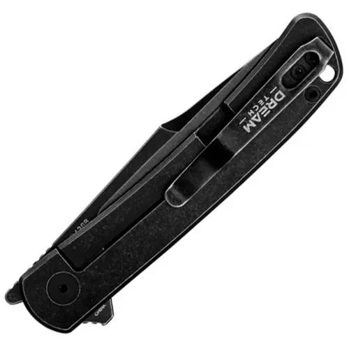 Dreamtech Knives D4368VB Folding Pocket Knife - 3" Black VG-10 Clip Point Stainless Steel Blade Black Titanium Handle with Yellow CF Inlay