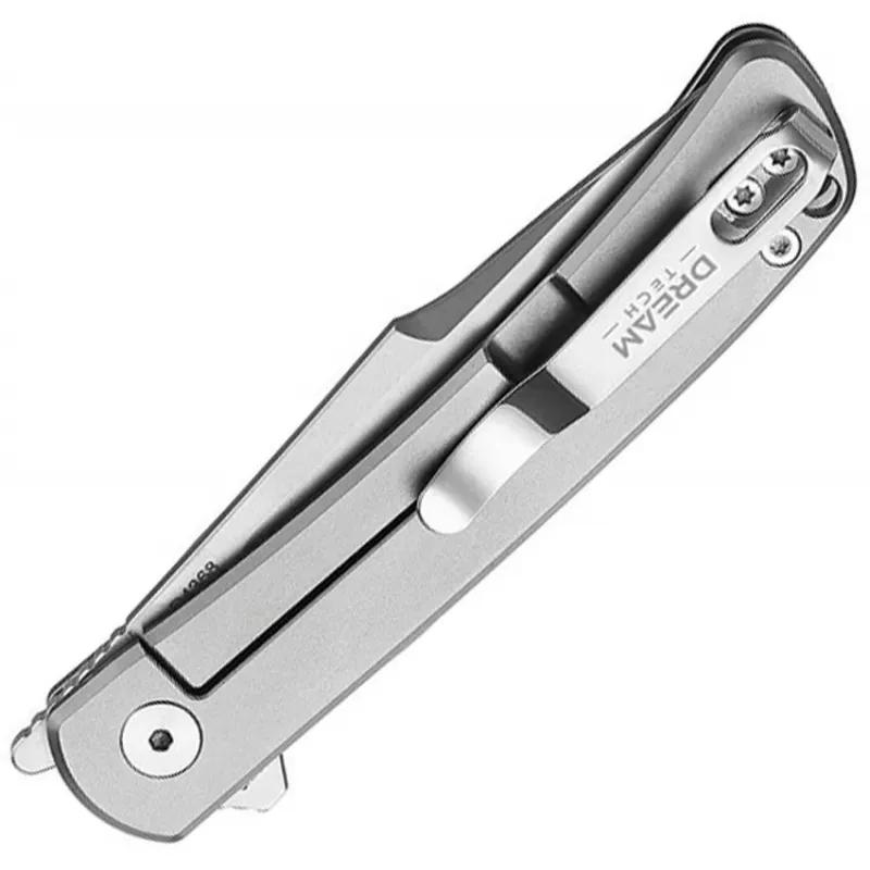 Dreamtech Knives D4368VC Folding Pocket Knife - 3" VG-10 Clip Point Stainless Steel Blade Grey Titanium Handle with Twill CF Inlay Cyclaire Knives and Tools