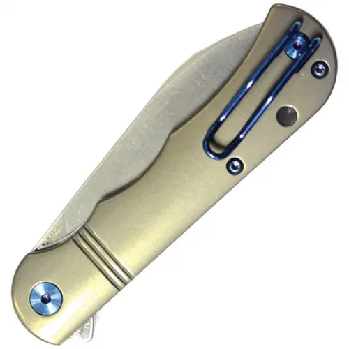 Dreamtech Knives D4453TBR Folding Pocket Knife - 3.15" Non Locking Sheepsfoot VG-10 Stainless Steel Blade Bronze Titanium Handle