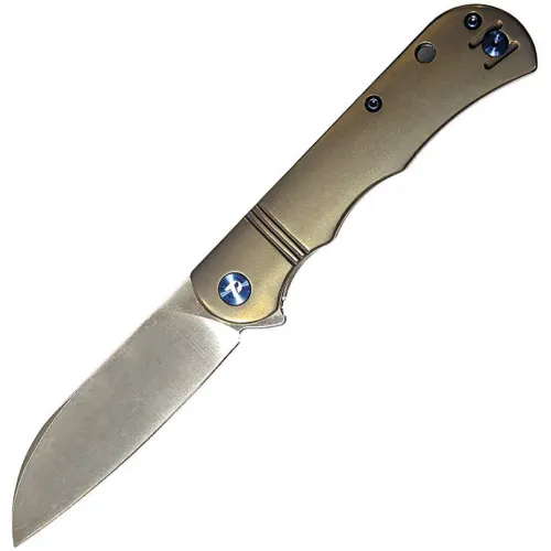Dreamtech Knives D4453TBR Folding Pocket Knife - 3.15" Non Locking Sheepsfoot VG-10 Stainless Steel Blade Bronze Titanium Handle