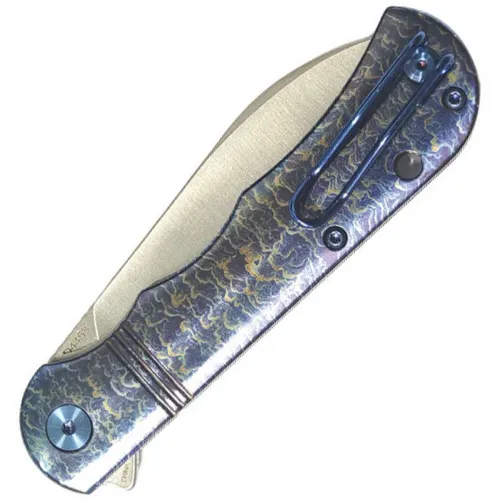 Dreamtech Knives D4453TF Folding Pocket Knife - 3.15" Non Locking Sheepsfoot VG-10 Stainless Steel Blade Flame Titanium Handle