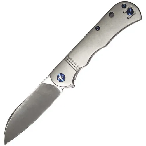 Dreamtech Knives D4453TG Folding Pocket Knife - 3.15" Non Locking Sheepsfoot VG-10 Stainless Steel Blade Grey Titanium Handle