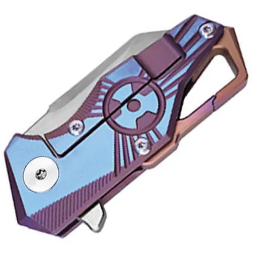 Dreamtech Knives D5313PB Mini Folding Pocket Knife - 1.54" CPM-S35VN Stainless Steel Blade Purple and Blue Titanium Handle