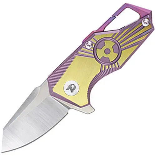 Dreamtech Knives D5313PG Mini Folding Pocket Knife - 1.54" CPM-S35VN Stainless Steel Blade Purple and Gold Titanium Handle