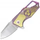 Dreamtech Knives D5313PG Mini Folding Pocket Knife - 1.54" CPM-S35VN Stainless Steel Blade Purple and Gold Titanium Handle Cyclaire Knives and Tools
