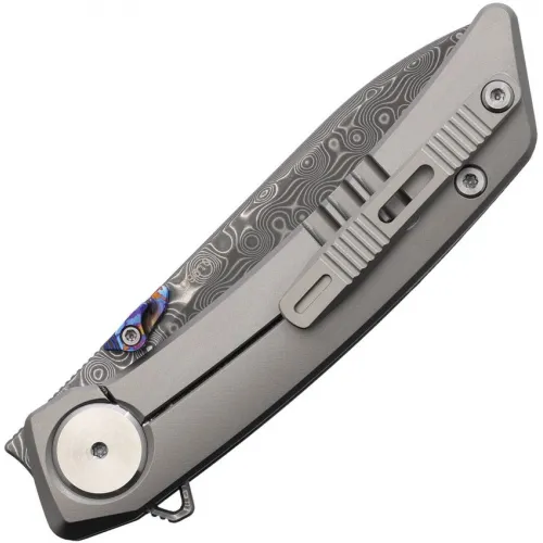 Dreamtech Knives D9610TCD Folding Pocket Knife - 3.25" Damascus Steel Blade Grey Titanium Handle with Carbon Fibre Inlay