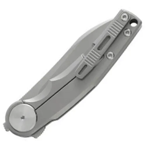 Dreamtech Knives D9618G Folding Pocket Knife - 3.25" M390 Stainless Steel Blade Grey Titanium Handle