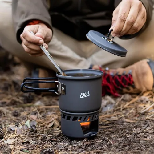 Esbit Camping Cookset for Solid Fuel - 585ml Hard Anodized Aluminium