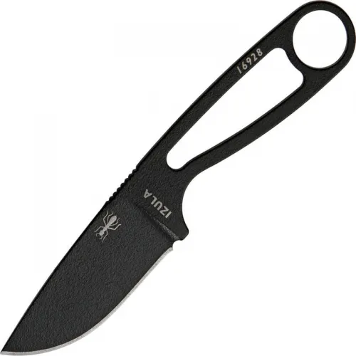 ESEE IZULA Black Neck Knife Fixed 2.875" 1095 Carbon Blade, Black Sheath, Complete Survival Kit