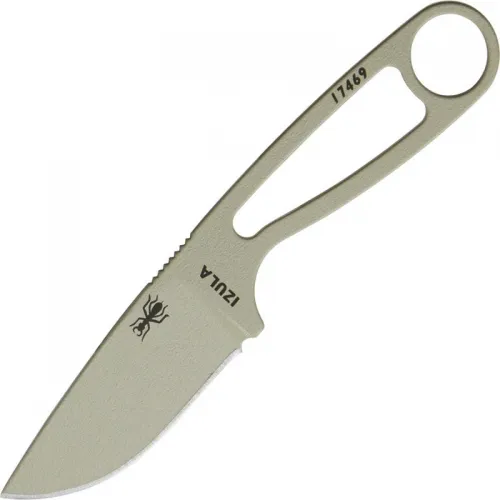 ESEE IZULA Desert Tan Neck Knife Fixed 2.875" 1095 Carbon Blade, Black Sheath, Complete Survival Kit