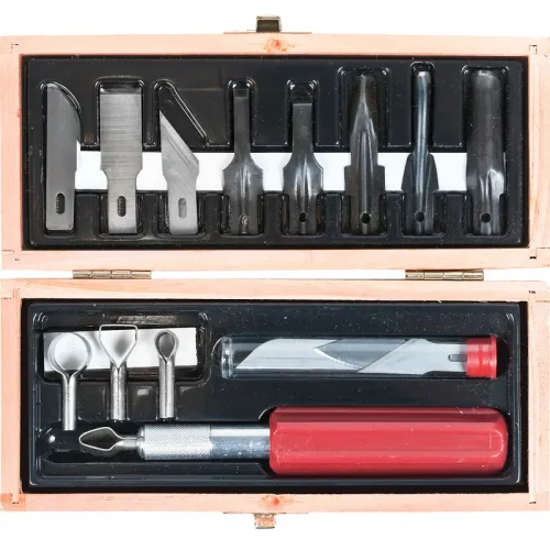 Excel Blades Wood Working Set  with Wooden Storage Box - 15 Piece