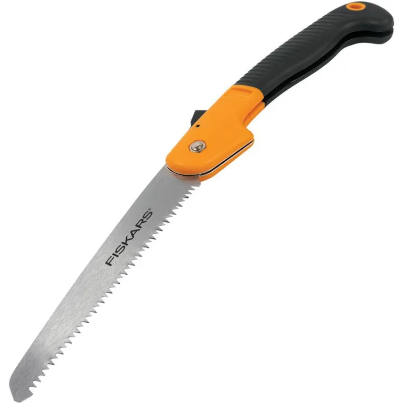 Fiskars 7" Folding Saw with Black and Orange Softgrip Handle Cyclaire Knives and Tools