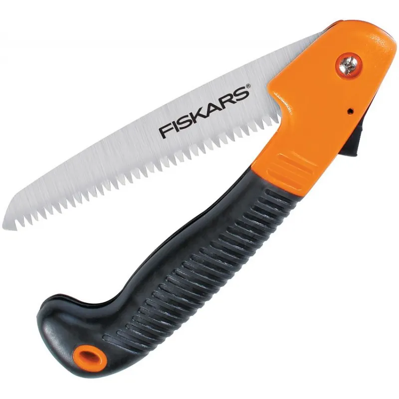 Fiskars 7" Folding Saw with Black and Orange Softgrip Handle Cyclaire Knives and Tools