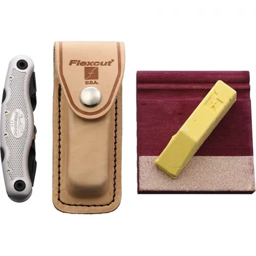 Flexcut Left Handed Carving Jack 2.0 with Leather Sheath and Sharpening Compound