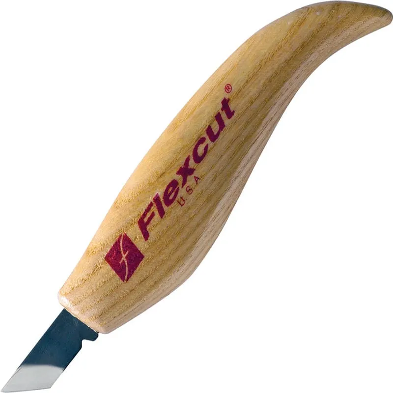 Flexcut KN11 Skew Knife 1" Carbon Steel Blade, Ash Wood Handle Cyclaire Knives and Tools