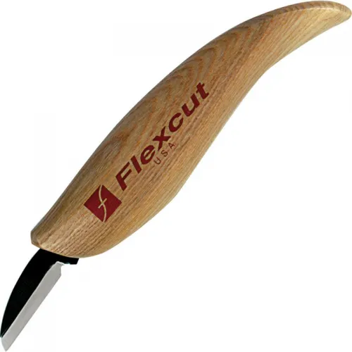 Flexcut KN12 Cutting Knife 1.125" Carbon Steel Blade, Ash Wood Handles