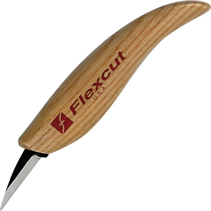 Flexcut KN13 Detail Knife 1.5" Carbon Steel Blade, Ash Wood Handle Cyclaire Knives and Tools