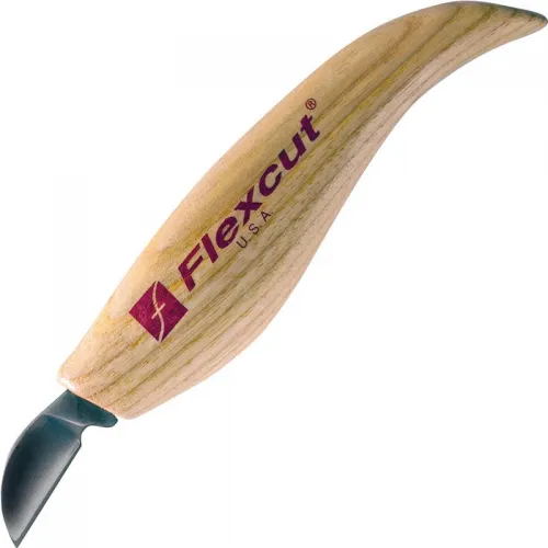 Flexcut KN15 Chip Carving Knife 1" Carbon Steel Blade, Ash Wood Handles