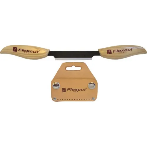 Flexcut KN25 Drawknife with Sheath 3" Carbon Steel Blade Tan Leather Blade Cover