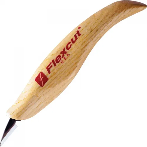 Flexcut KN27 Mini-Detail Knife 0.75" Carbon Steel Blade, Ash Wood Handles
