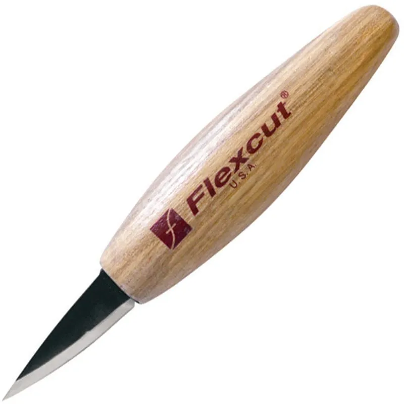 Flexcut KN34 Skewed Detail Knife 1.75" Carbon Steel Blade, Ash Wood Handle Cyclaire Knives and Tools
