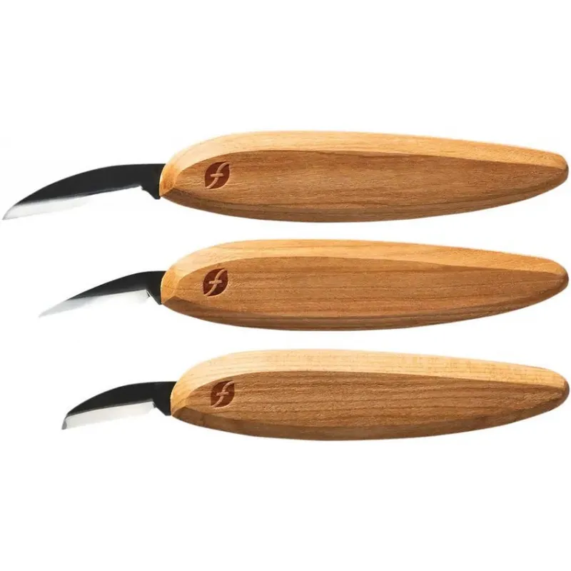 Flexcut KNP500 Premium 3 Knife Wood Carving Starter Set with Cherry Wood Handles Cyclaire Knives and Tools