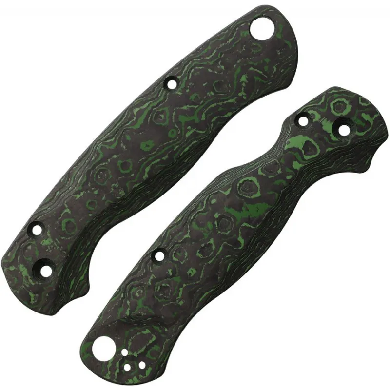 Flytanium Lotus Jungle Green Carbon Fiber Scales for Spyderco Paramilitary 2 Cyclaire Knives and Tools