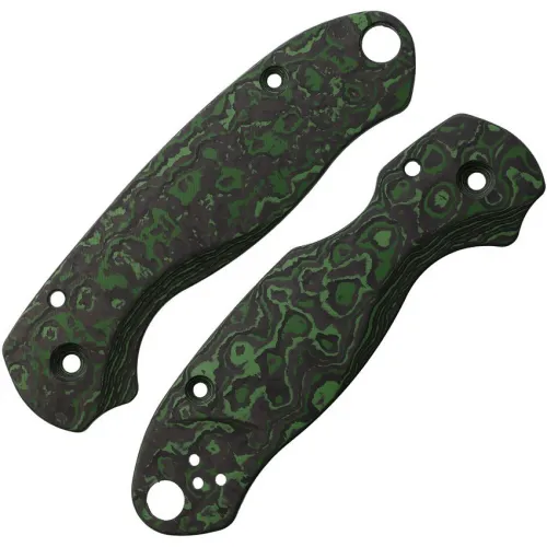 Flytanium Lotus Jungle Green Carbon Fiber Scales for Spyderco Paramilitary 3