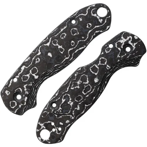 Flytanium Lotus White Storm Carbon Fiber Scales for Spyderco Paramilitary 3