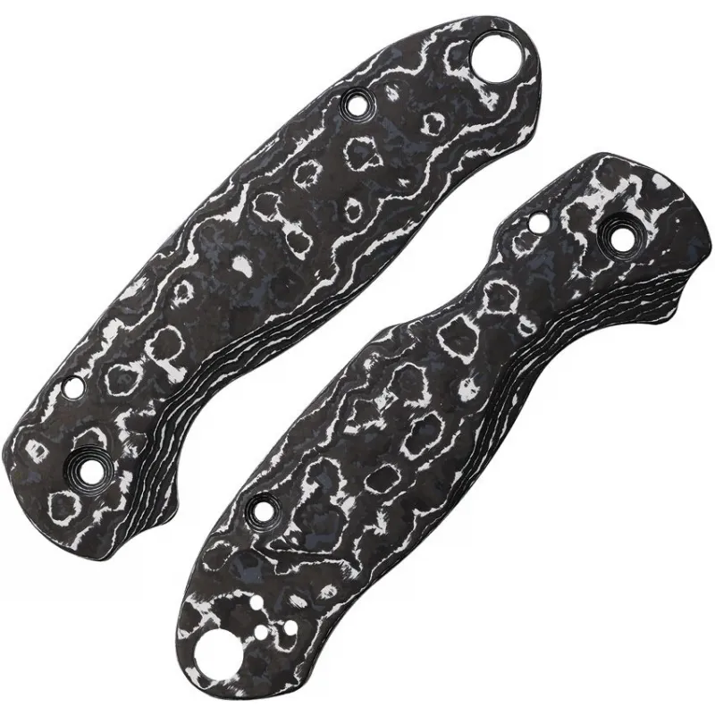 Flytanium Lotus White Storm Carbon Fiber Scales for Spyderco Paramilitary 3 Cyclaire Knives and Tools