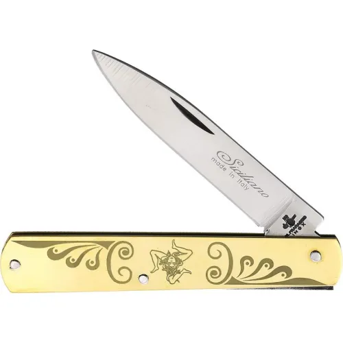 Fraraccio Knives Sfilato Trinacria Ali UK EDC Pocket Knife - 3" Stainless Steel Blade Brass Handle