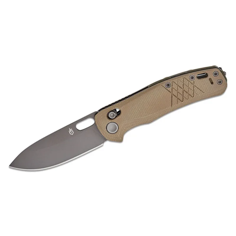 Gerber Scout Folding Knife - 3.19" 440A Black DP Blade Tan Micarta Handle Crossbar Lock Cyclaire Knives and Tools