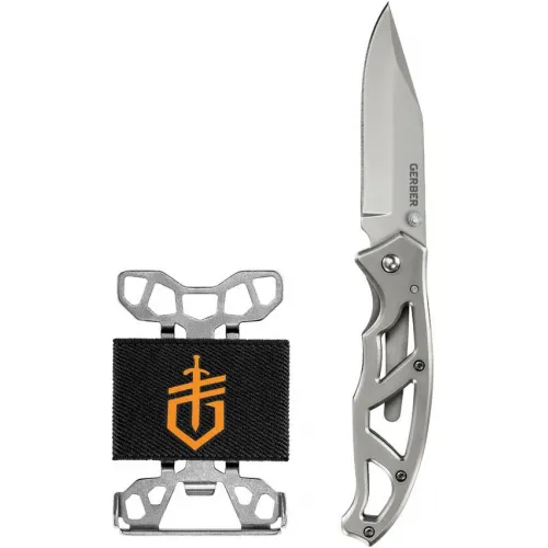 Gerber Paraframe  I Folding Knife and Gerber Barbill Wallet Silver Combo Gift Pack