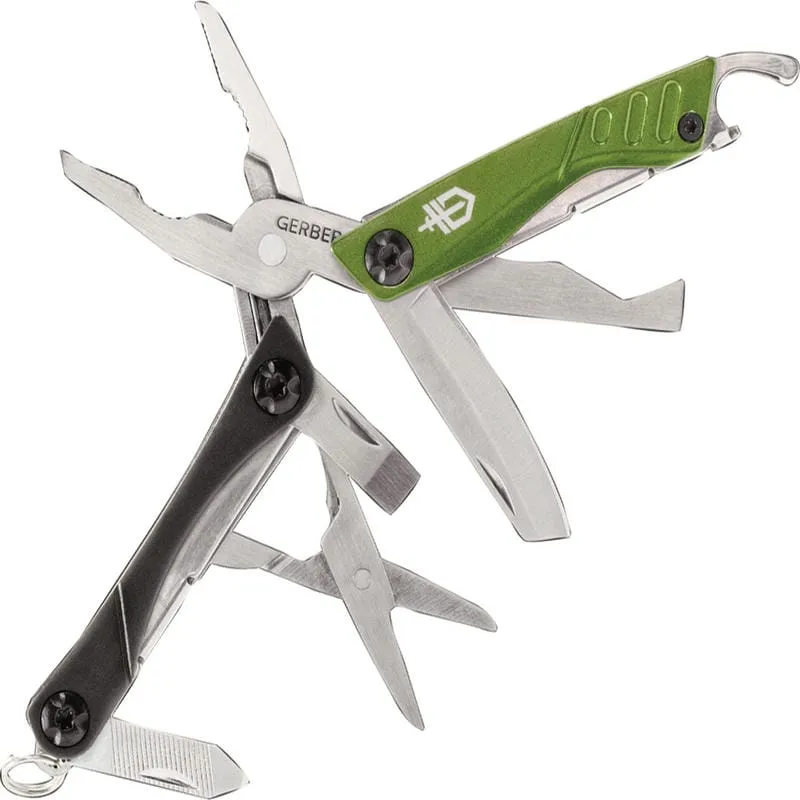 Gerber Dime Green Mini Multi-Tool 10 Components Pliers Wire Cutters and Fine Edge Blade Cyclaire Knives and Tools