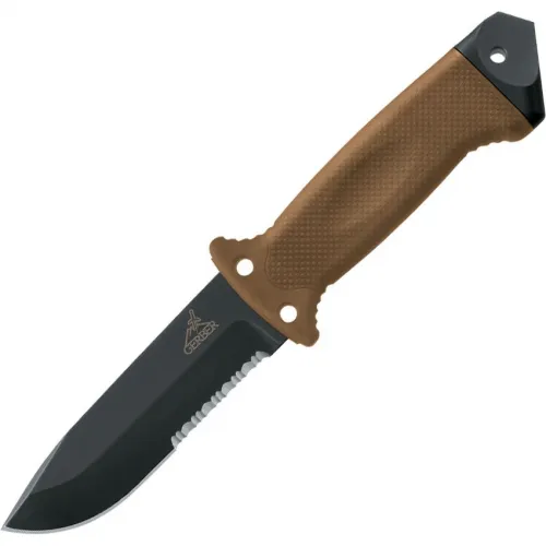 Gerber LMF II Infantry Fixed Combat Knife 4.84" Black Combo Blade Coyote Brown Handle MOLLE Compatible Sheath