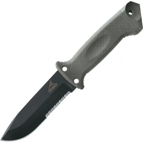 Gerber LMF II Infantry Fixed Combat Knife 4.84" Black Combo Blade Green Handle MOLLE Compatible Sheath