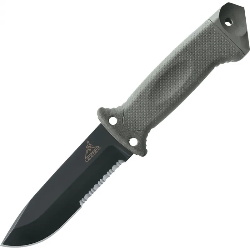 Gerber LMF II Infantry Fixed Combat Knife 4.84" Black Combo Blade Green Handle MOLLE Compatible Sheath Cyclaire Knives and Tools