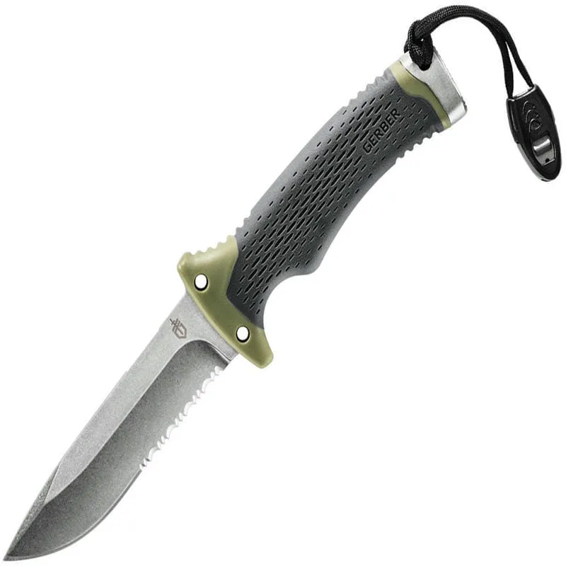 Gerber Ultimate Survival Knife 4.75" Combo Blade Black Handle Cyclaire Knives and Tools