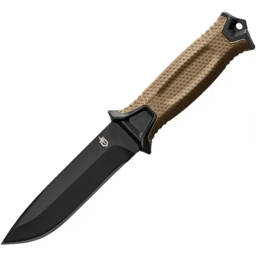 Gerber StrongArm Fixed 4.8" Black Plain Blade, Coyote Glass Filled Nylon Handles