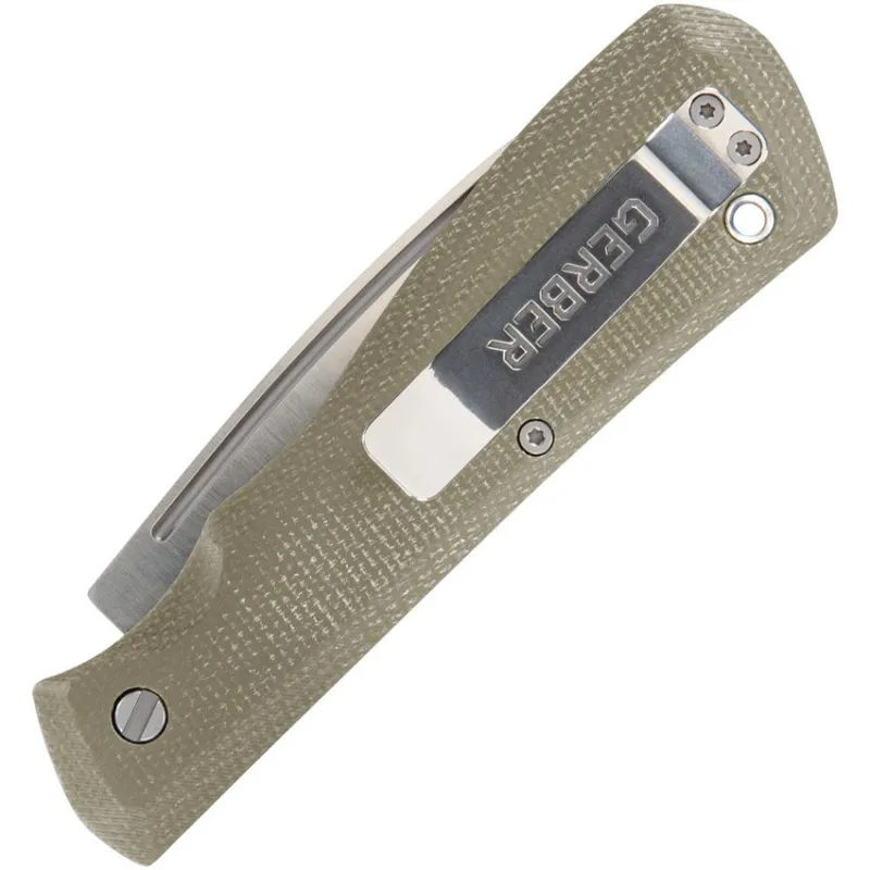 Gerber Mansfield Swayback Folding Knife - 3.15" D2 DP Blade Olive Micarta Handle Cyclaire Knives and Tools
