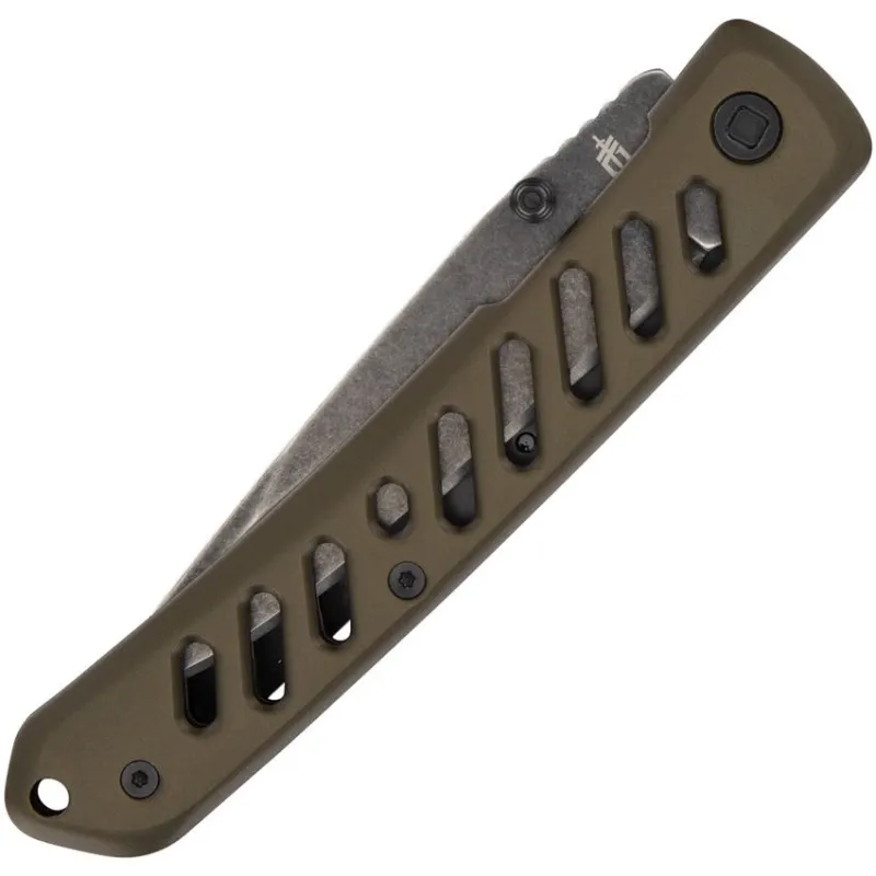 Gerber Affirm Folding Knife - 3.5" Stonewashed CP Blade Slotted Green Aluminum Handle Cyclaire Knives and Tools