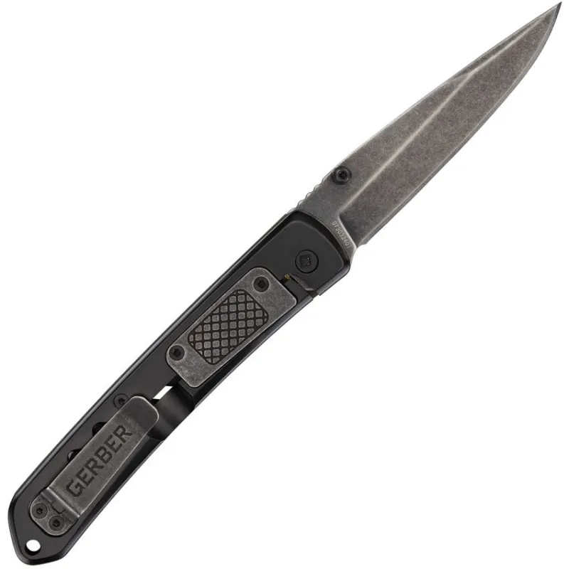 Gerber Affirm Folding Knife - 3.5" Stonewashed CP Blade Slotted Green Aluminum Handle Cyclaire Knives and Tools