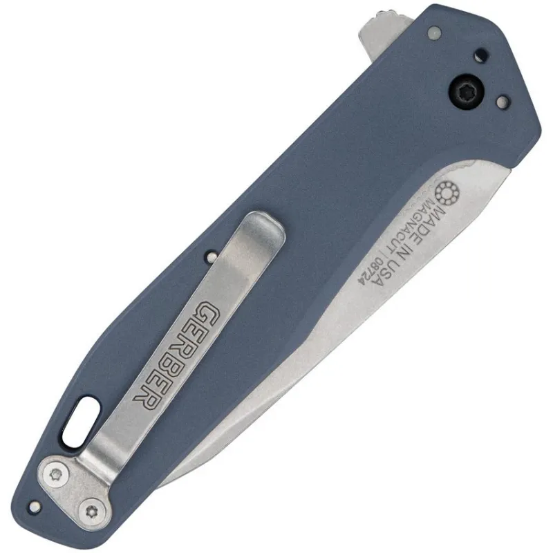 Gerber Fastball Folding Knife - 3" CPM-MagnaCut Stonewashed Wharncliffe Blade Blue Aluminum Handle Cyclaire Knives and Tools
