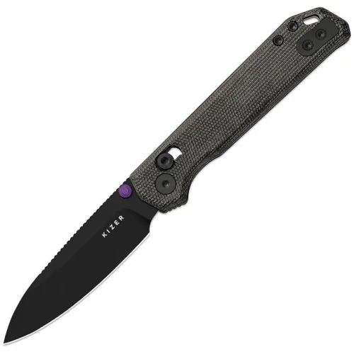 Kizer Begleiter 2.9 Folding Knife - 2.9" Black PVD Coated CTS-BD1 Stainless Blade Black UltreX Micarta Handle