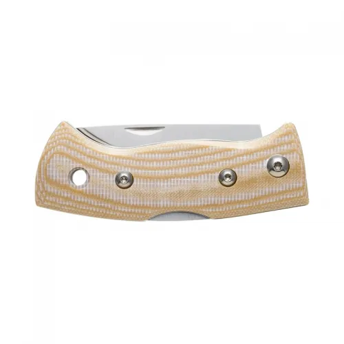 Helle Berget 763 Folding Knife - 2.16" 12C27 Stainless Steel Blade Beige Canvas Micarta Handle