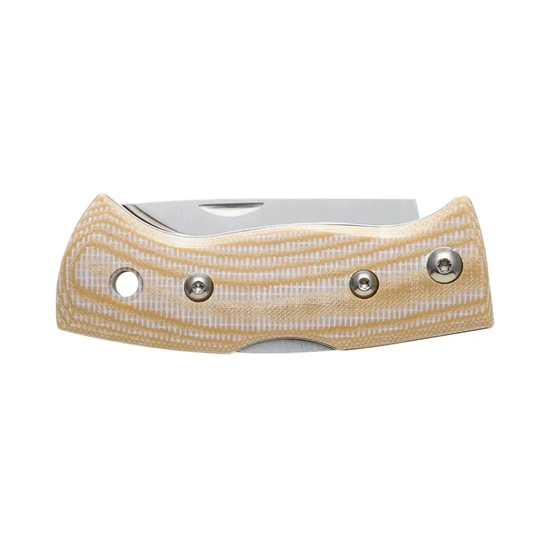 Helle Berget 763 Folding Knife - 2.16" 12C27 Stainless Steel Blade Beige Canvas Micarta Handle Cyclaire Knives and Tools