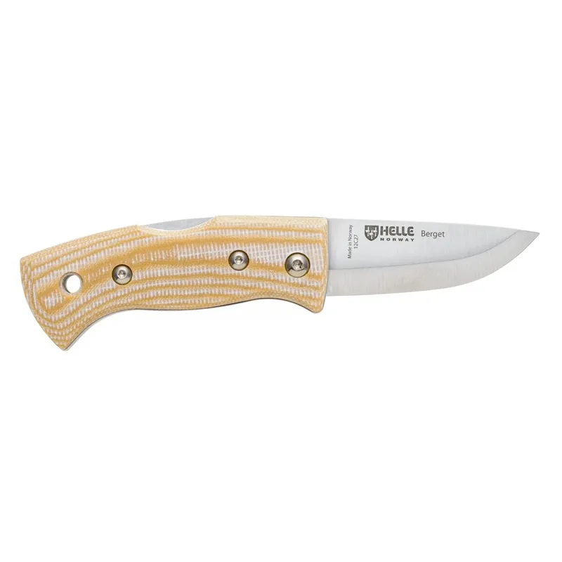 Helle Berget 763 Folding Knife - 2.16" 12C27 Stainless Steel Blade Beige Canvas Micarta Handle Cyclaire Knives and Tools