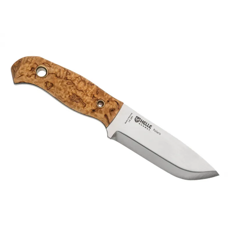 Helle Polaris Fixed Blade Knife - 3.15" 14C28N Stainless Steel Blade Curly Birch Handle Cyclaire Knives and Tools